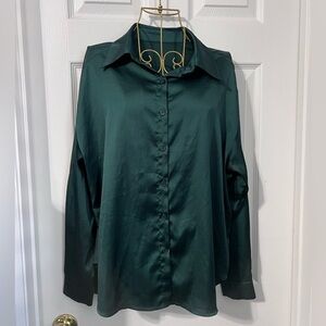 SHEIN Dark Green Button Down Shirt
